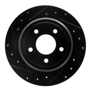 Ford Crown Victoria Brake Rotor (1) - Rear Left - R1 Concepts - Drilled & Slotted - Black - `03-`11